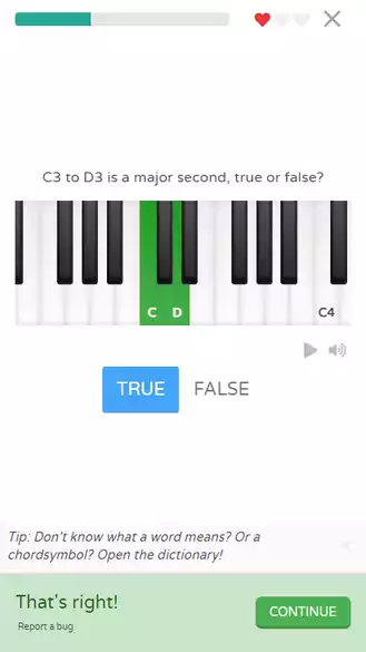 A question about a natural note inside a lesson of our music theory learning app, Sonid.