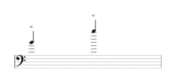 Noten der Note B in mehreren Oktaven (4)