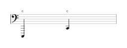 Noten der Note C in mehreren Oktaven (1)