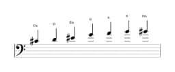 Noten der Tonleiter Cis Enigmatic in drei Oktaven (4)