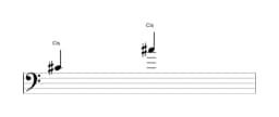 Noten der Note Cis in mehreren Oktaven (4)