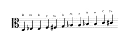 Noten der Tonleiter D Chromatisch in drei Oktaven (3)