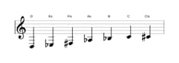 Noten der Tonleiter D Enigmatic in drei Oktaven (3)