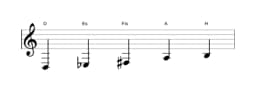 Noten der Tonleiter D Scriabin in drei Oktaven (3)