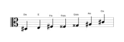 Noten der Tonleiter Dis Flamenco in drei Oktaven (3)