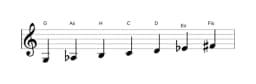 Noten der Tonleiter G Double Harmonisch Dur in drei Oktaven (3)