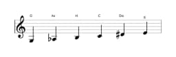 Noten der Tonleiter G Hexatonisch Symmetrisch in drei Oktaven (3)