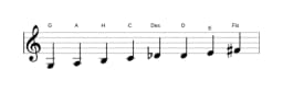 Noten der Tonleiter G Ichikosucho in drei Oktaven (3)