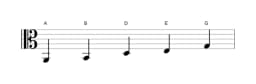 Sheet music of the A Egyptian scale in three octaves (2)