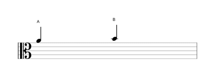 Sheet music of the Major second interval in three octaves (4)