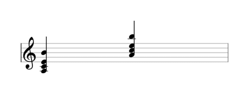 Sheet music of A Minor add ninth in three octaves (3)