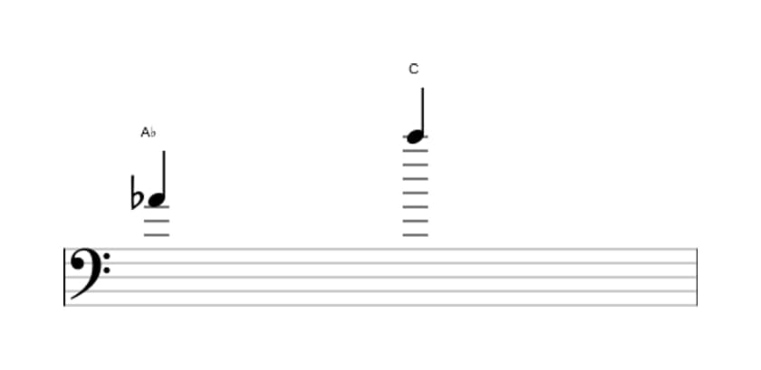 Sheet music of the Major tenth interval in three octaves (4)