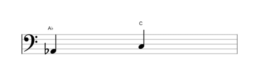 Sheet music of the Major third interval in three octaves (2)
