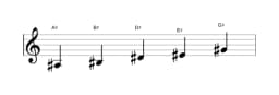 Sheet music of the A sharp Egyptian scale in three octaves (3)