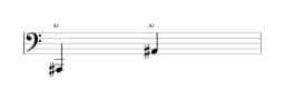 Sheet music of the note A sharp in multiple octaves (1)