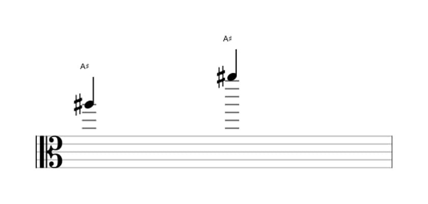 Sheet music of the Perfect octave interval in three octaves (5)