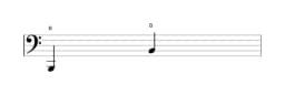 Sheet music of the note B in multiple octaves (1)