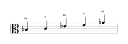 Sheet music of the B flat Egyptian scale in three octaves (3)