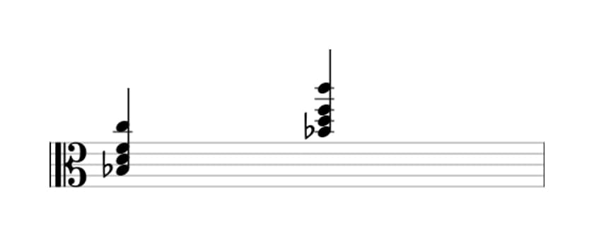 Sheet music of B flat Major add ninth in three octaves (3)