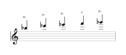 Sheet music of the B flat Vietnamese one scale in three octaves (5)