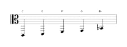 Sheet music of the C Egyptian scale in three octaves (2)