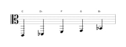 Sheet music of the C In-sen scale in three octaves (2)