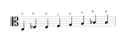 Sheet music of the C Kafi raga scale in three octaves (3)