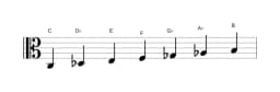 Sheet music of the C Persian scale in three octaves (3)