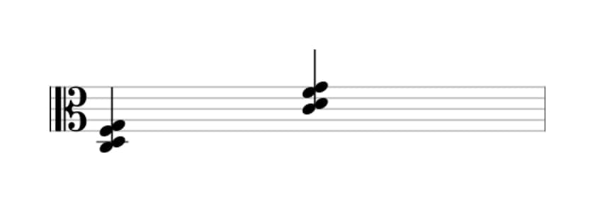 Sheet music of C Suspended second and fourth in three octaves (3)