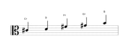 Sheet music of the C sharp In-sen scale in three octaves (4)