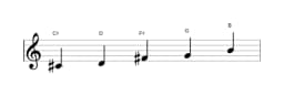 Sheet music of the C sharp Iwato scale in three octaves (4)