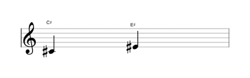 Sheet music of the Major third interval in three octaves (4)
