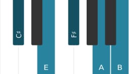 Piano scale for C sharp Malkos raga