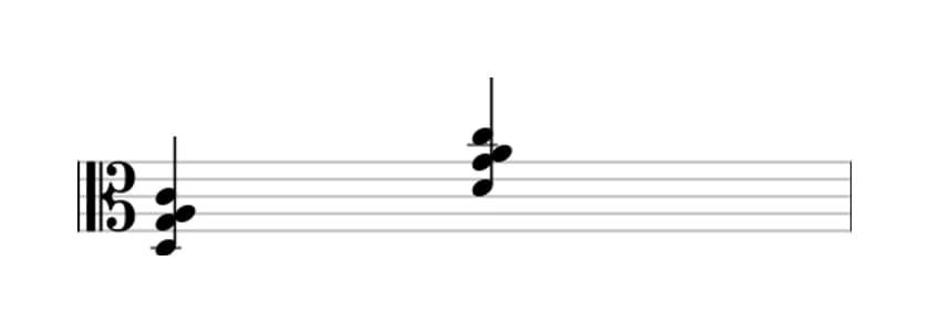 Sheet music of D Seventh suspension four in three octaves (3)