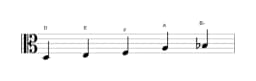 Sheet music of the D Hirajoshi scale in three octaves (3)
