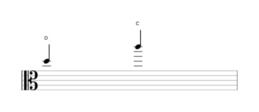 Sheet music of the Minor seventh interval in three octaves (5)