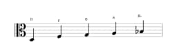 Sheet music of the D Vietnamese one scale in three octaves (3)