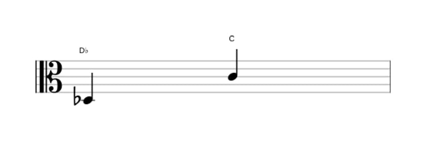 Sheet music of the Major seventh interval in three octaves (3)