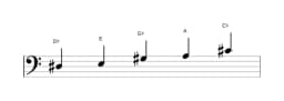 Sheet music of the D sharp Iwato scale in three octaves (3)
