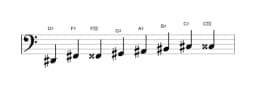 Sheet music of the D sharp Kafi raga scale in three octaves (2)