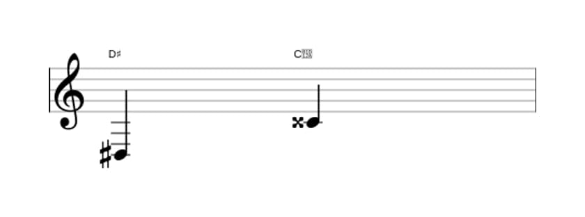 Sheet music of the Major seventh interval in three octaves (3)