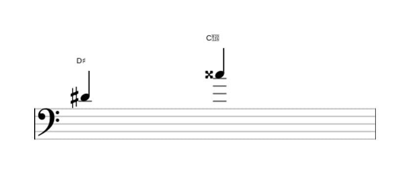 Sheet music of the Major seventh interval in three octaves (4)