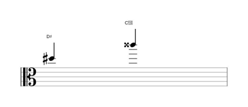 Sheet music of the Major seventh interval in three octaves (5)