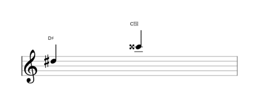 Sheet music of the Major seventh interval in three octaves (5)