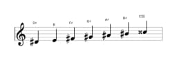 Sheet music of the D sharp Neopolitan major scale in three octaves (4)