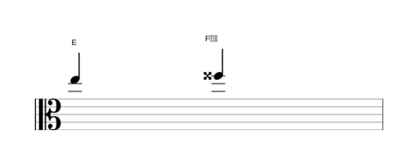 Sheet music of the Augmented second interval in three octaves (5)