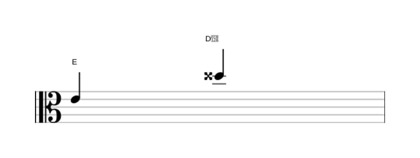 Sheet music of the Augmented seventh interval in three octaves (4)