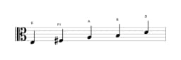 Sheet music of the E Egyptian scale in three octaves (3)