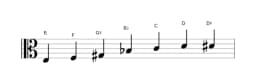 Sheet music of the E Enigmatic scale in three octaves (3)
