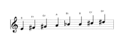 Sheet music of the E Ichikosucho scale in three octaves (4)